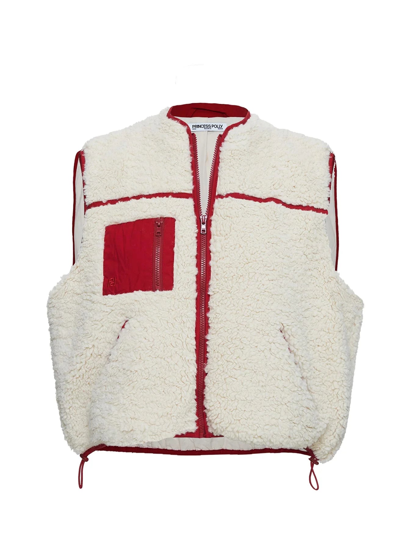 Senna Sherling Vest Jacket Cream Red