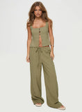 Zenda Linen Blend Top Olive