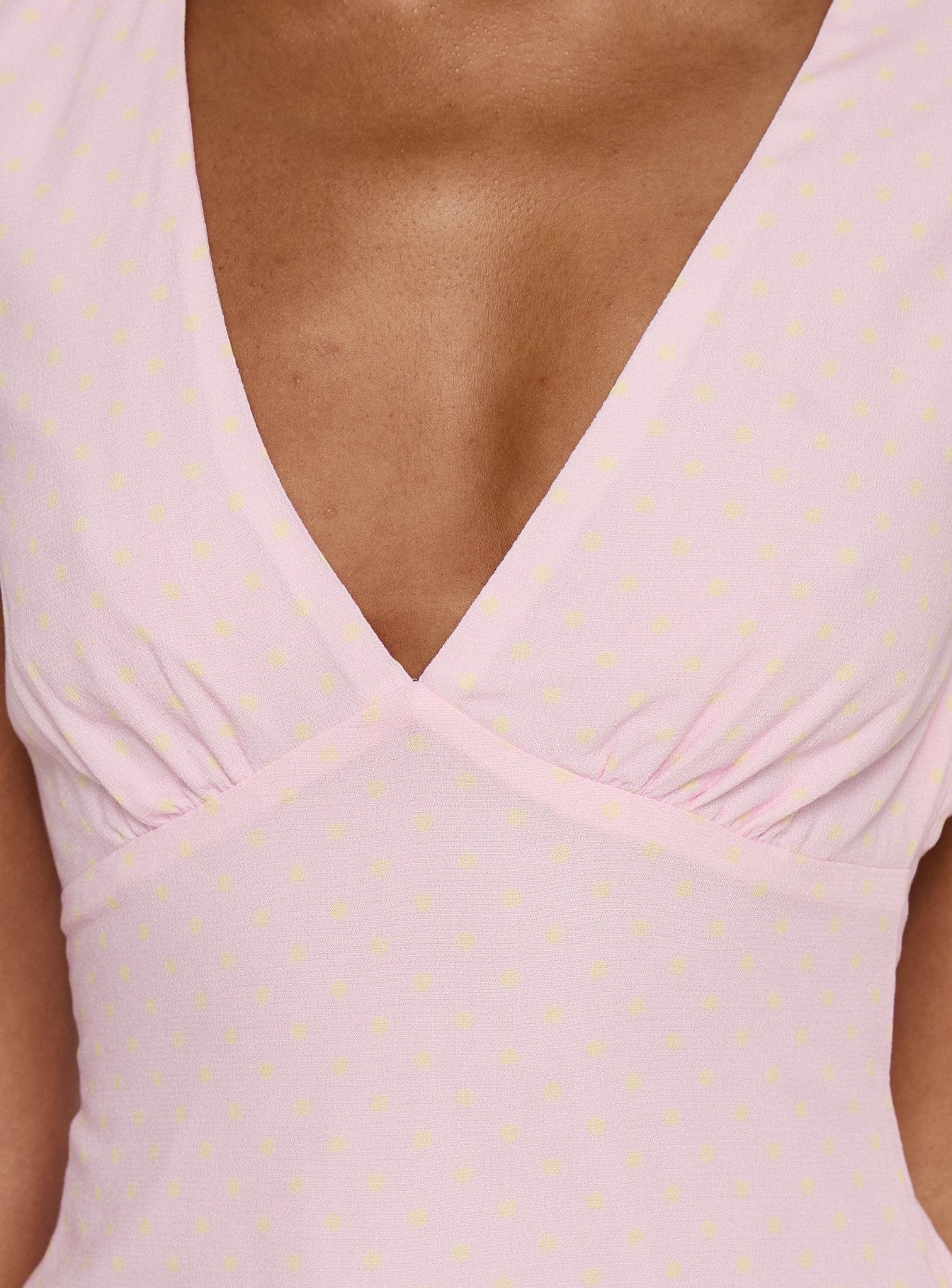 Dalanna Cap Sleeve Top Pink / Lemon Polka
