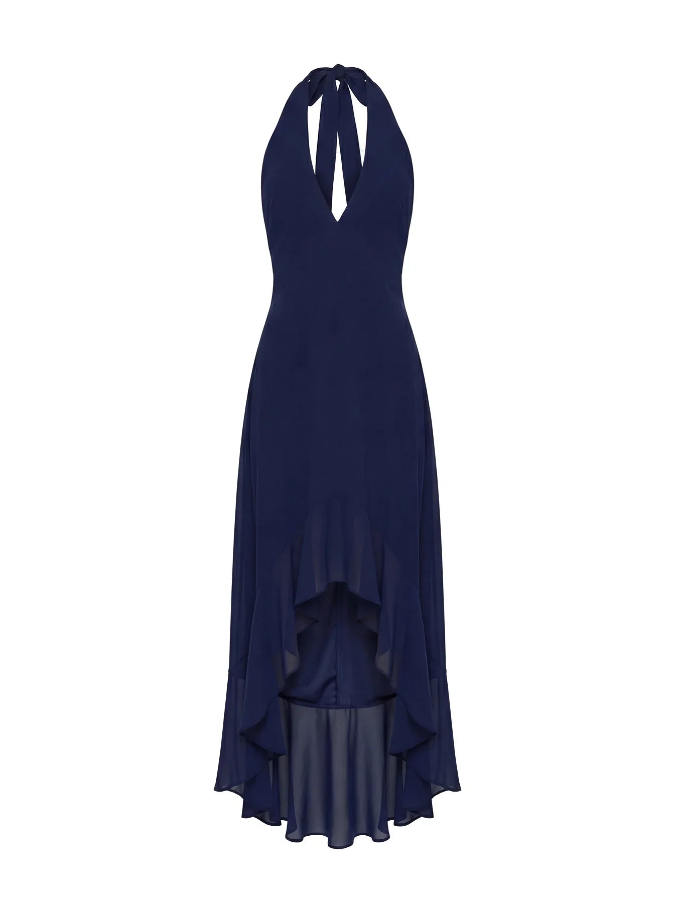 Agata Halter Frill Maxi Dress Navy