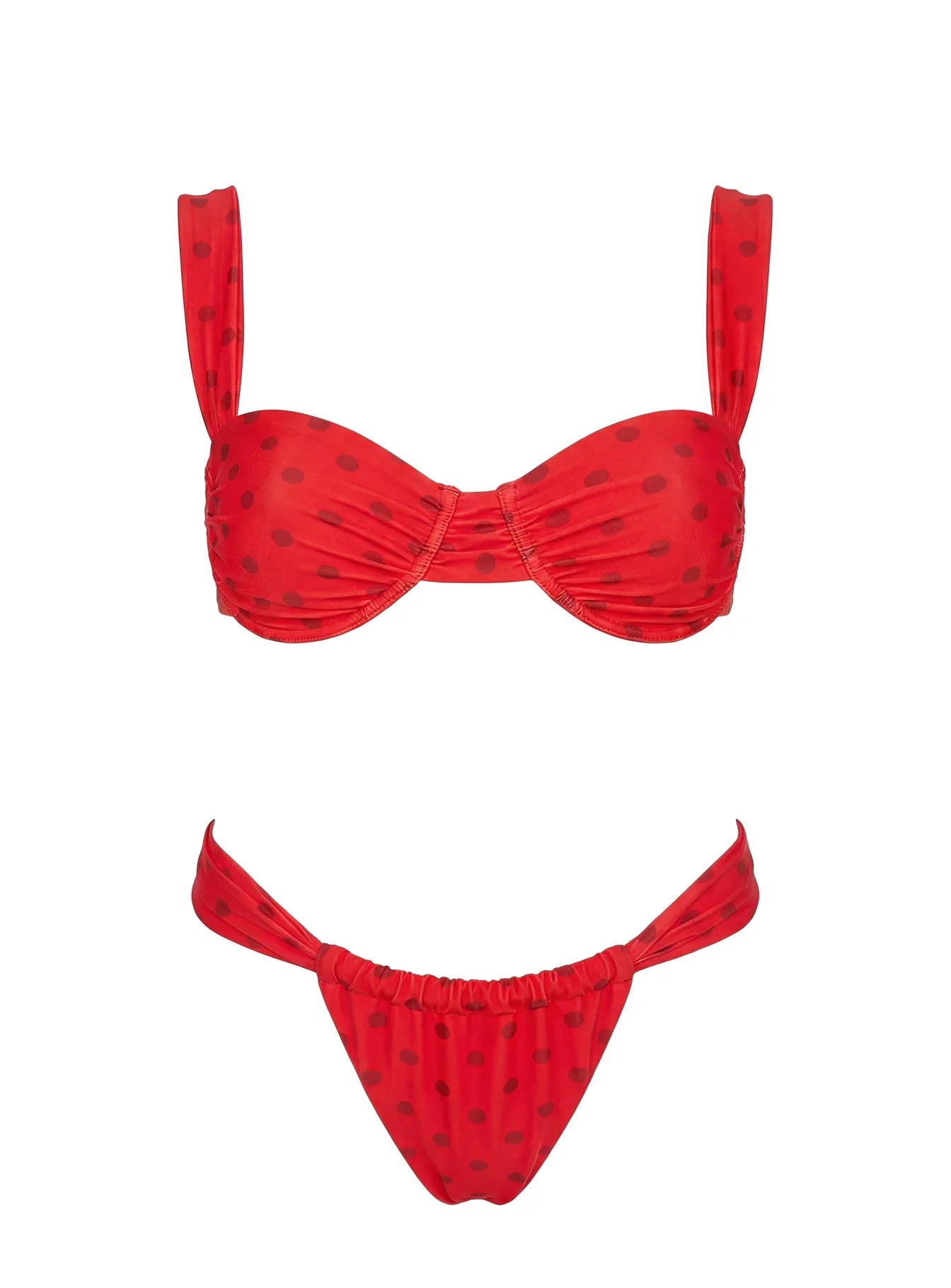Heatwave Halo Underwire Bikini Top Red Polka