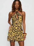 Marijayne Keyhole Halter Mini Dress Leopard