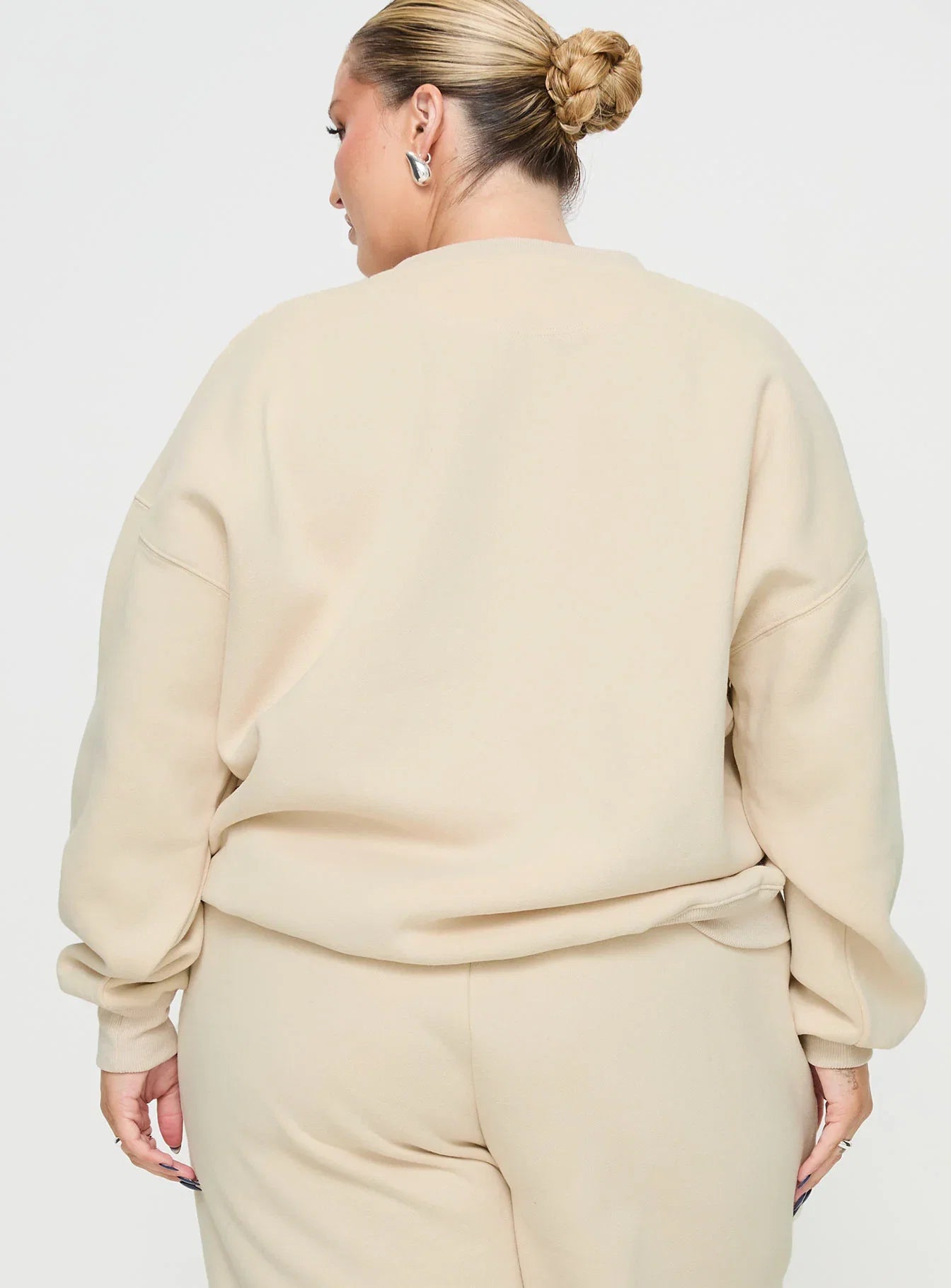 Princess Polly Crew Neck Sweatshirt Block Cursive Text Stone Curve