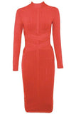 Jane Long Sleeve Bodycon Midi Dress Lipstick Red Sale