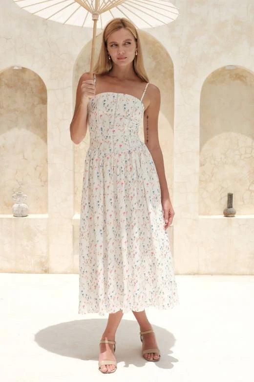 Tasmin Midi Dress White Floral