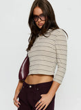 Jaeda Collared 3/4 Sleeve Top Stripe