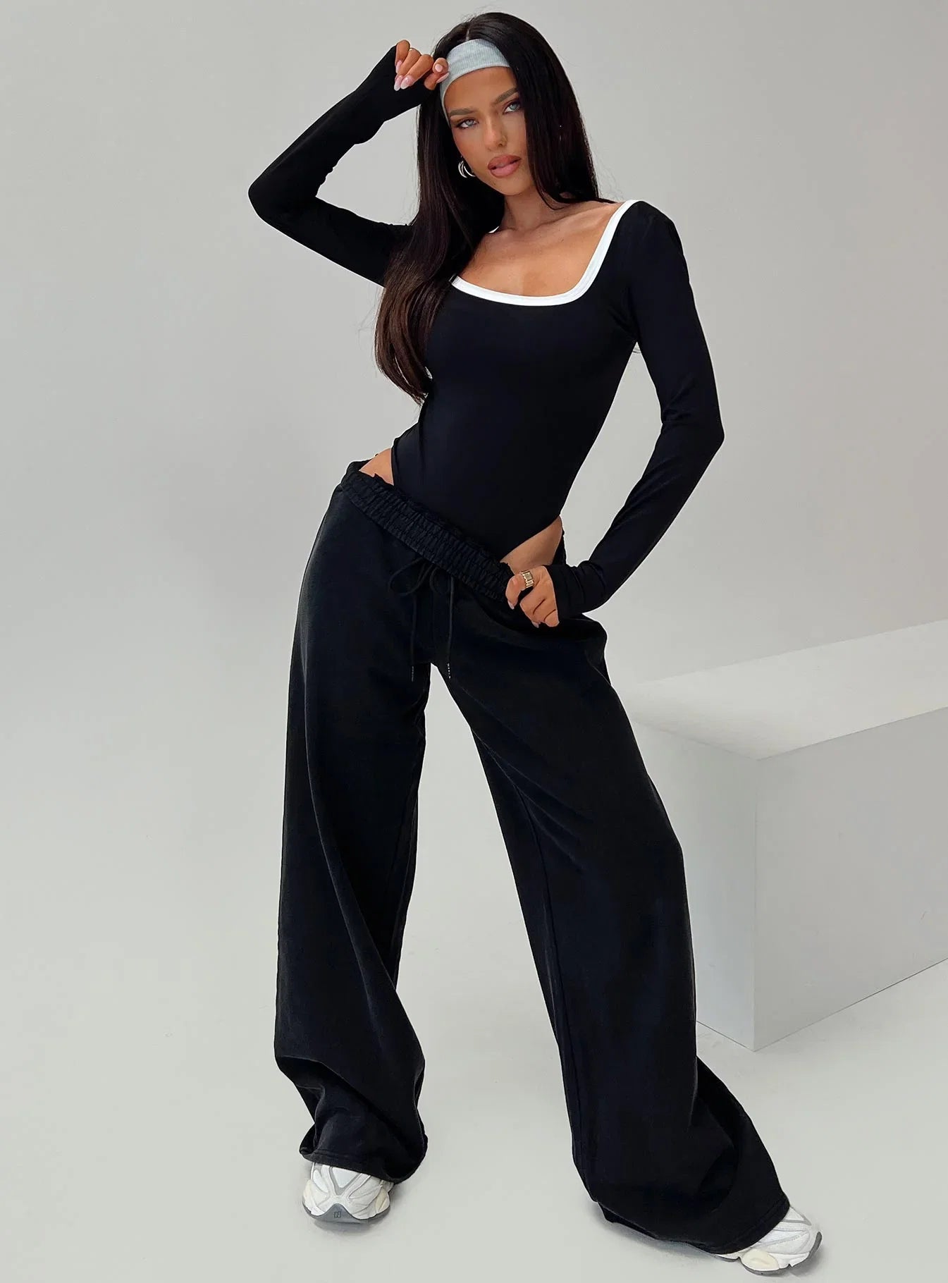 Ender Contrast Trim Bodysuit Black