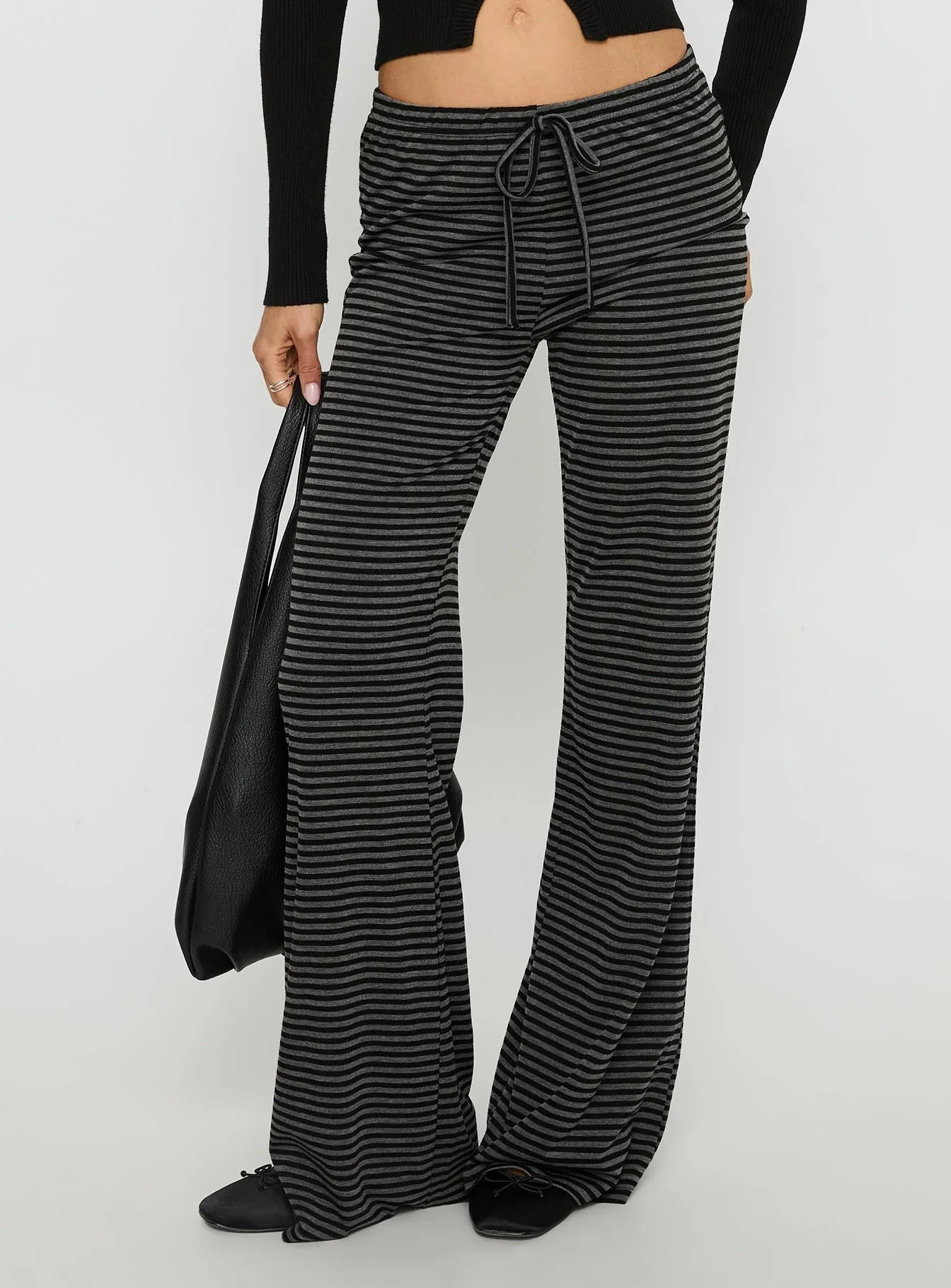 Alfreda Jersey Pants Grey Black Stripe