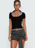 Sarielle Wrap Mini Skort Black Plaid