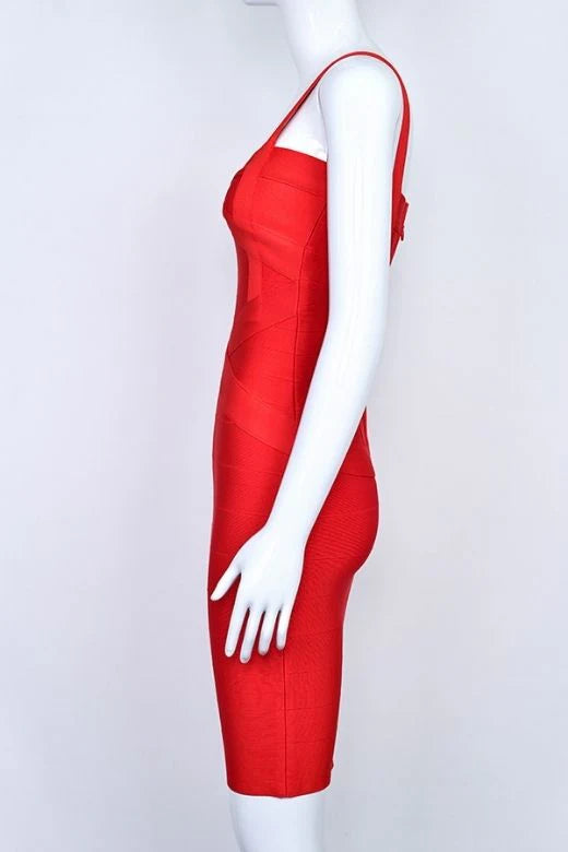 Heidi Bandage Mini Dress Lipstick Red