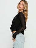 Carefree Days Long Sleeve Cowl Neck Top Black