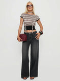Amantha Scarf Detail Off Shoulder Top Stripe