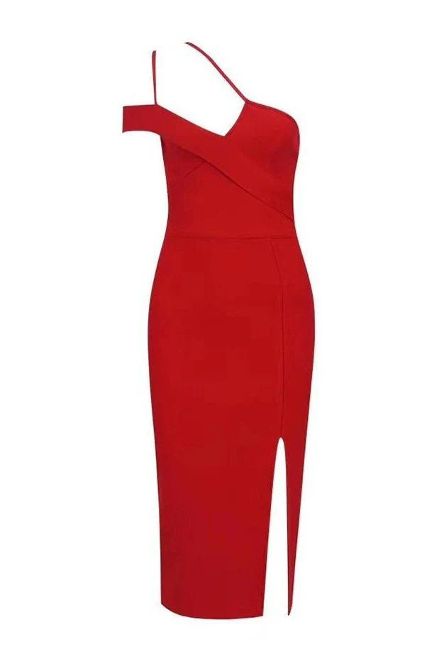 Luna Bodycon Midi Dress Lipstick Red