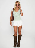 Coast To Coast Shirred Top Sage Check