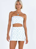 Selby Mini Skirt White Blue Floral
