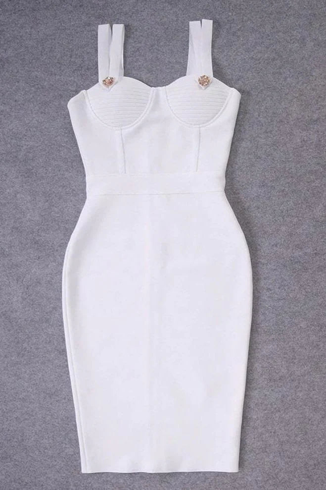 Kate Bandage Dress White Pearl Sale