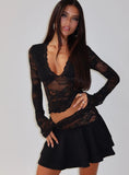 Kecia Lace Waistband Mini Skirt Black