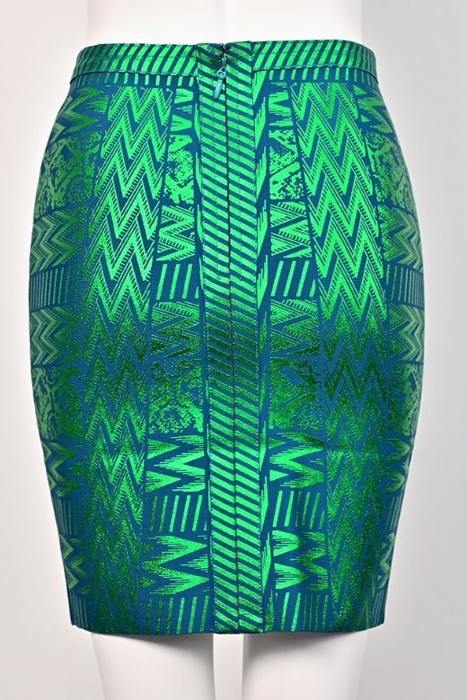 High Waist Metallic Leather Mini Skirt Emerald Green