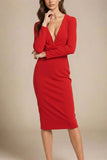 Blaire Long Sleeve Bandage Dress Lipstick Red