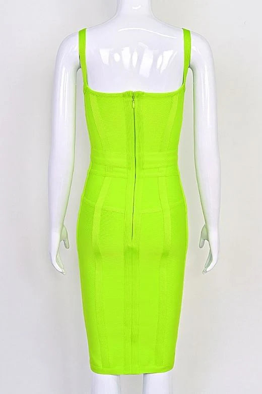 Pip Bandage Corset Dress Neon Green