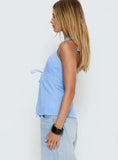 Sensational Cross Front Tie Detail Top Blue Stripe