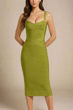 Heidi Bandage Midi Dress Olive Green