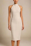 Lea Bandage Midi Dress Beige