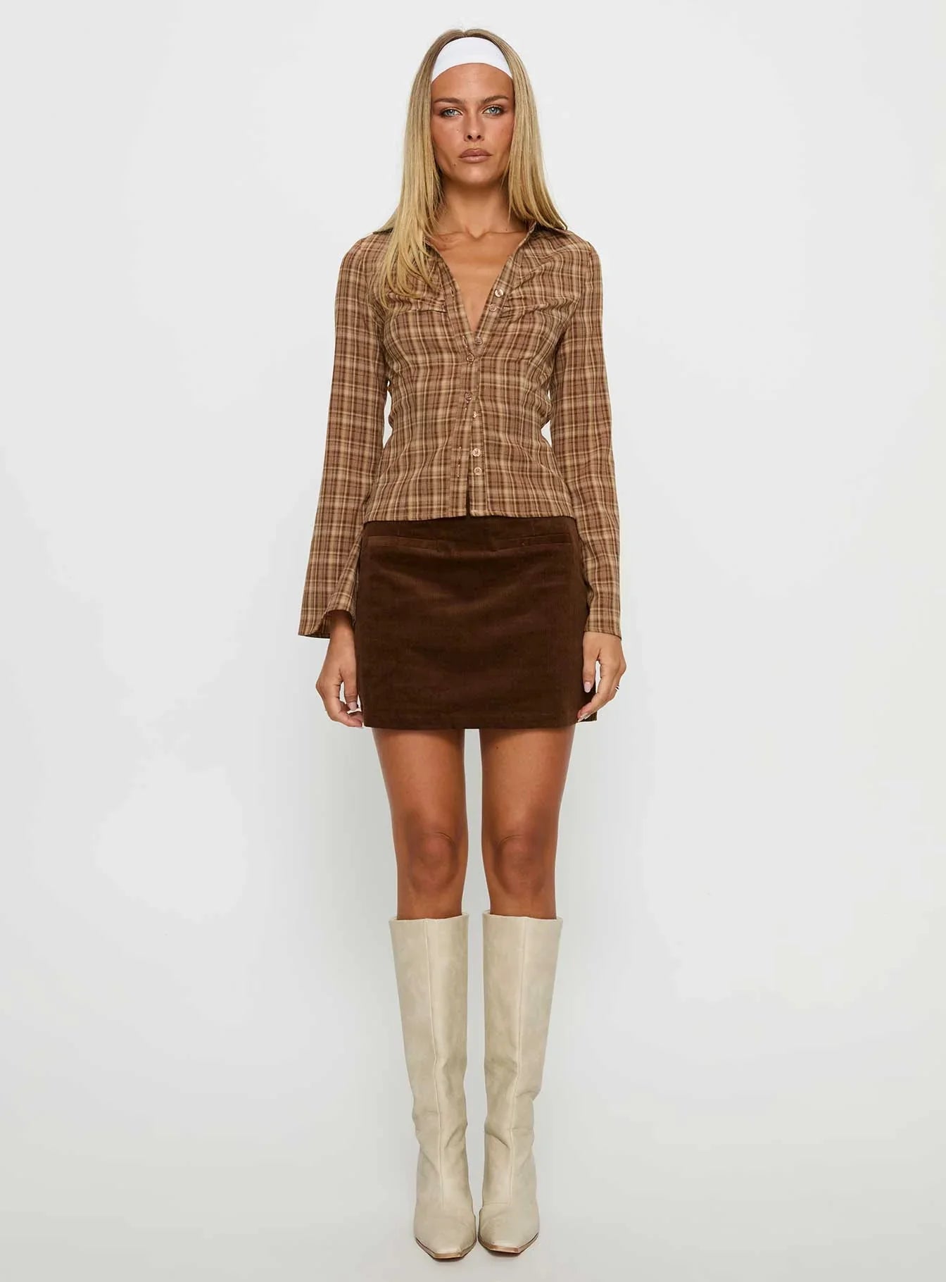 Araceli Corduroy Mini Skirt Brown