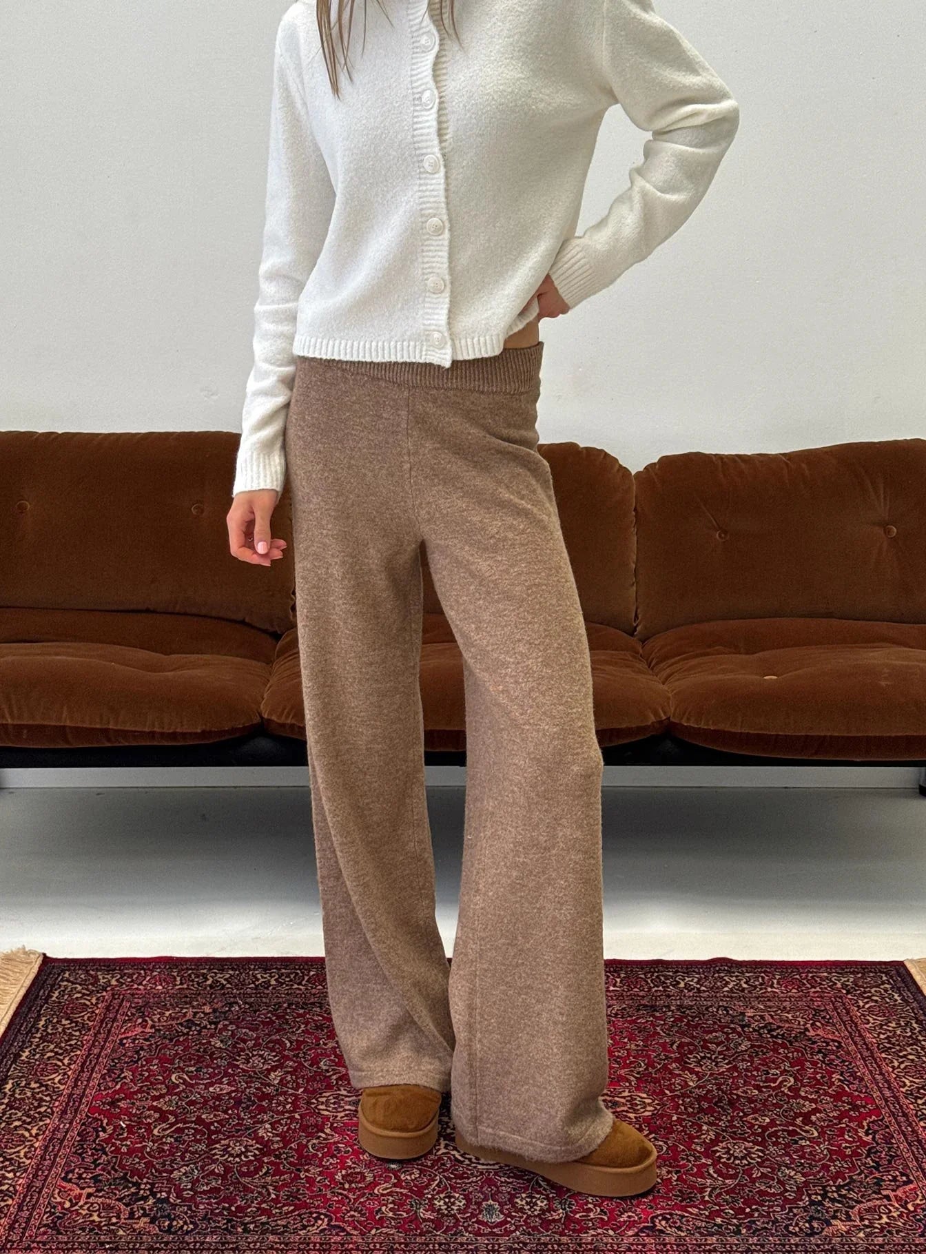Bekki Wide Leg Knit Pant Mocha
