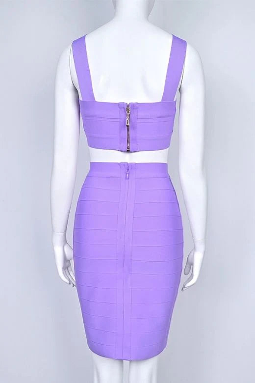 Ophelia Bandage Crop Top and Skirt Set Violet