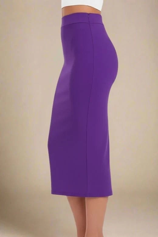 Pencil High Waist Bandage Midi Skirt Plum Purple