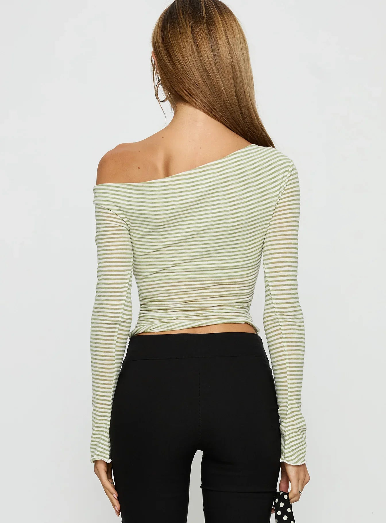 Synergies Long Sleeve Top Sage White Stripe