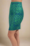High Waist Metallic Leather Mini Skirt Emerald Green