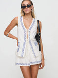 Sun And Palm Trees Vest Set White Blue