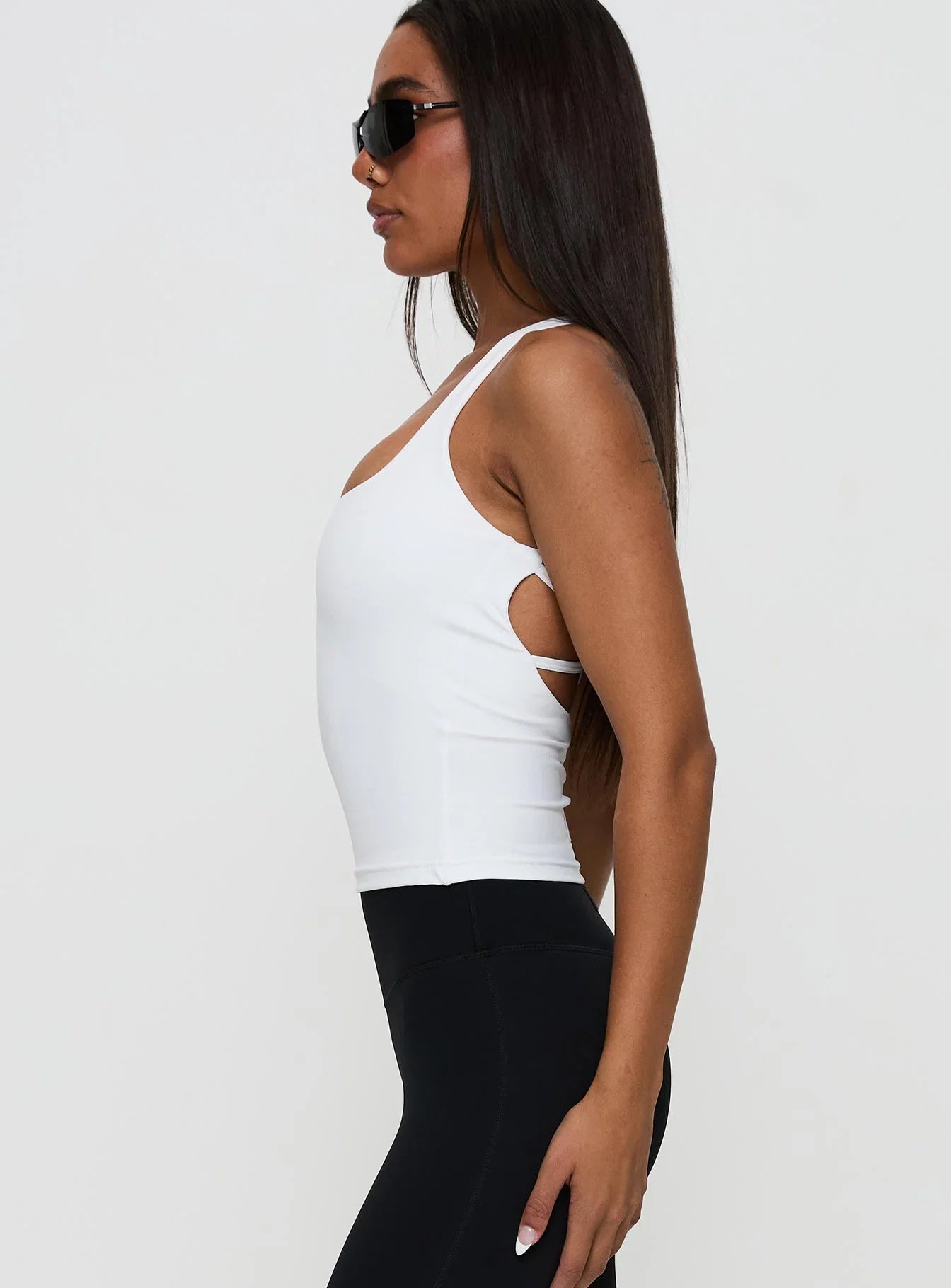 Layup Active Longline Cross Back Top White