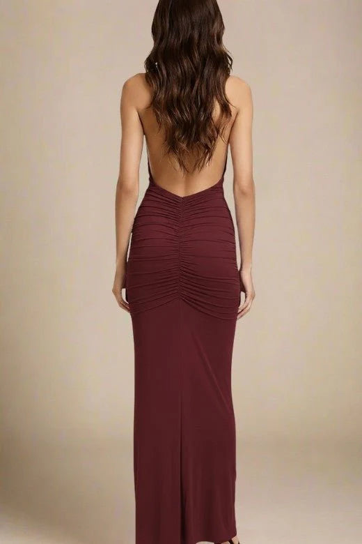 Bella Bodycon Wrap Maxi Dress Red Wine