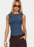 Persuade You Ruched Top Blue