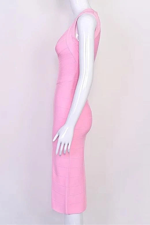 Sabrina Bandage Midi Dress Dusty Pink