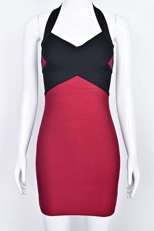 Audrey Bandage Mini Dress Cherry Red