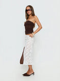 Toscani Lace Frill Midi Skirt White