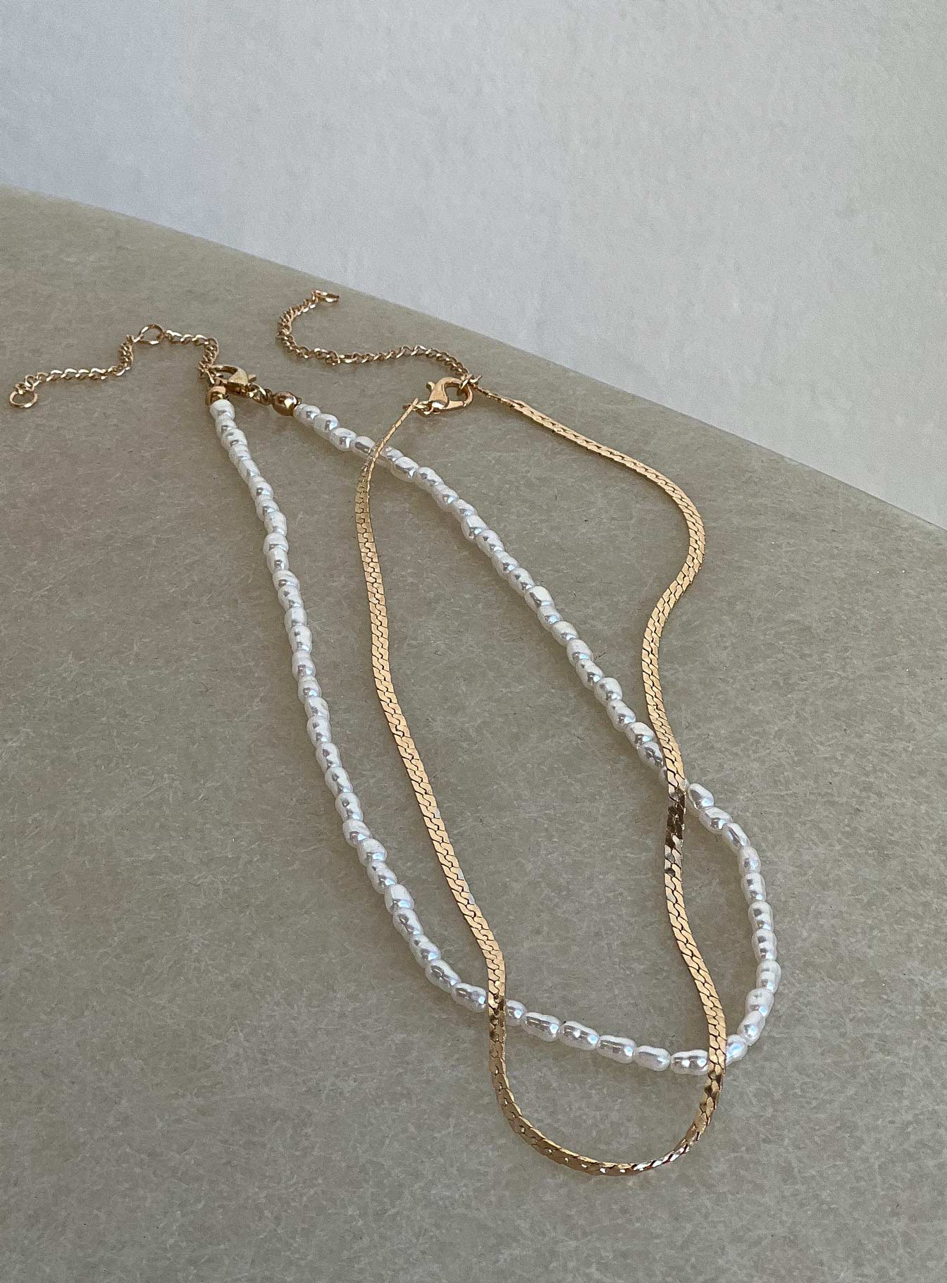 In The Zone Necklace Set Gold White