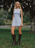 Yennifer Shirred Mini Dress Blue / White