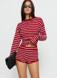 Dollhouse Knit Shorts Crimson Stripe