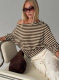 Keyes 3/4 Sleeve Off Shoulder Top Multi Stripe