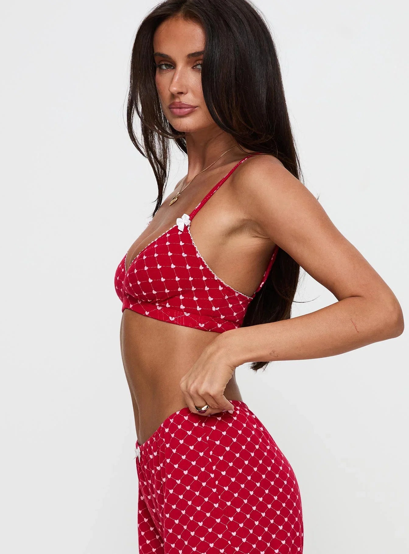 Slumber Pointelle Sleep Bralette Red