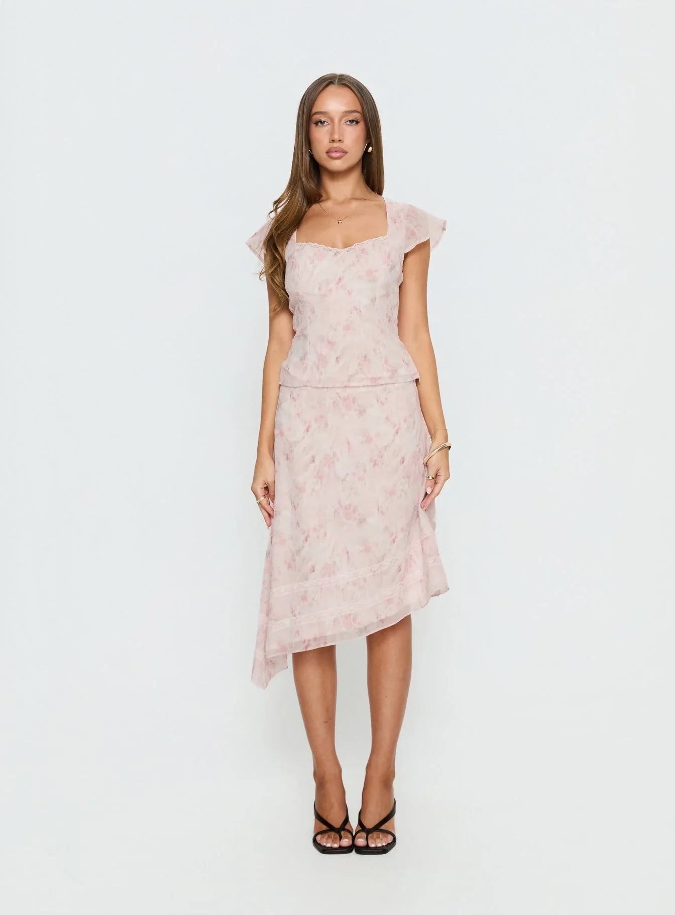 Avaline Asymmetrical Midi Skirt Pink