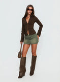 Laynee Butterfly Mini Skirt Washed Green