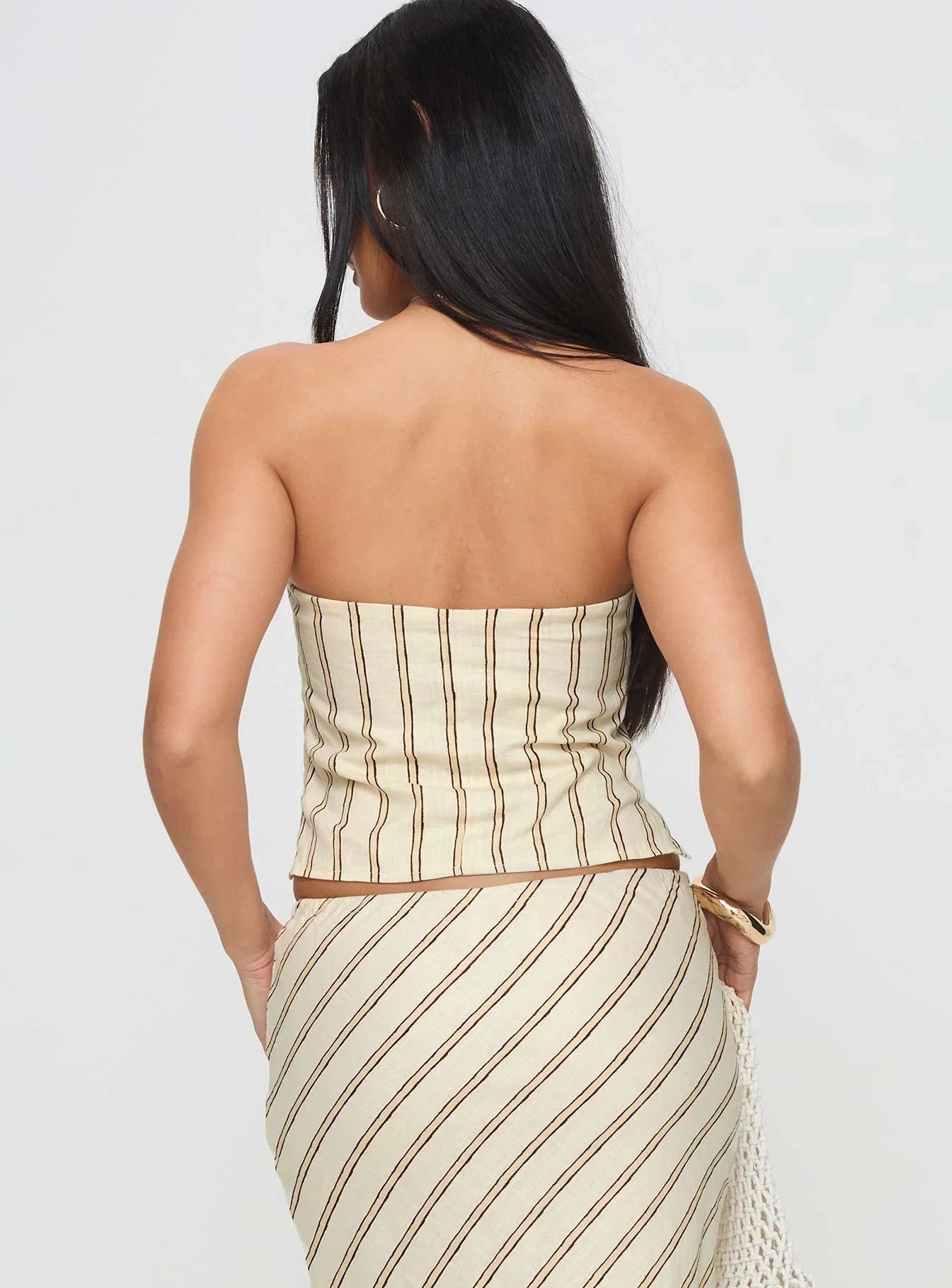 Birdie Asymmetric Linen Blend Top Cream