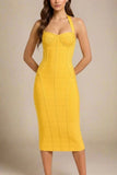 Isabella Bandage Midi Dress Mustard Yellow