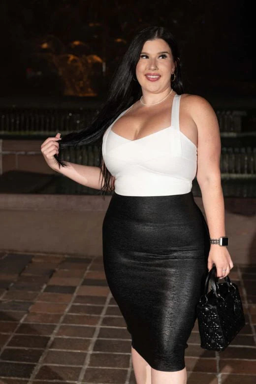 Pencil High Waist Bandage Knee Length Skirt Tan Brown